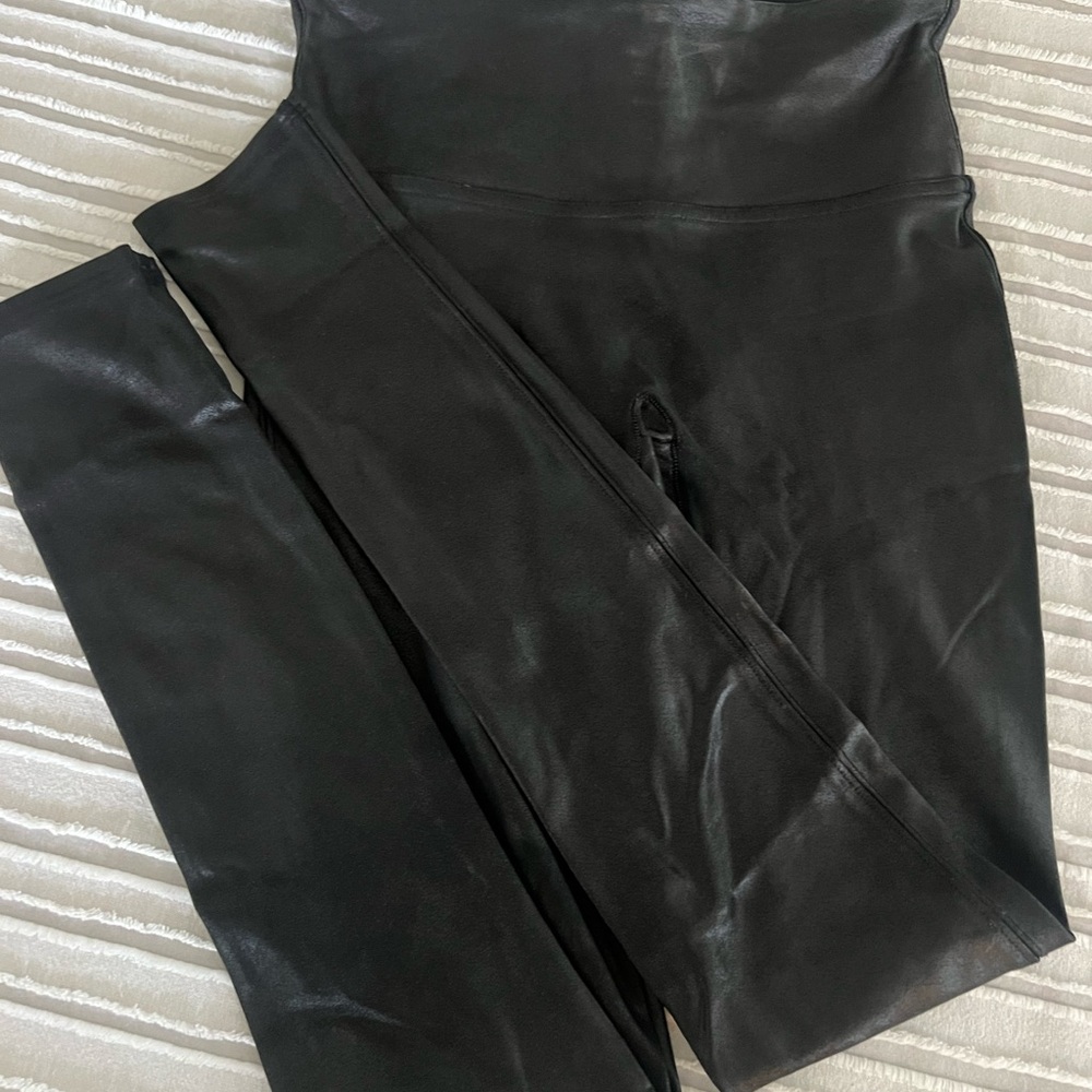 SPANX Black faux leather Form-Fitting Leggings